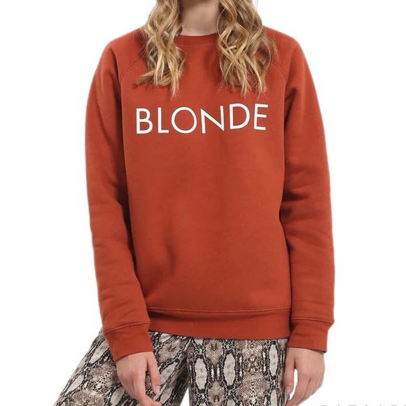 Brunette The Label Tops - Brunette the Label BLONDE Rust Orange Crewneck Sweatshirt Women's Size S/M